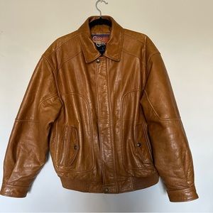 SOLD***Brown genuine leather bomber